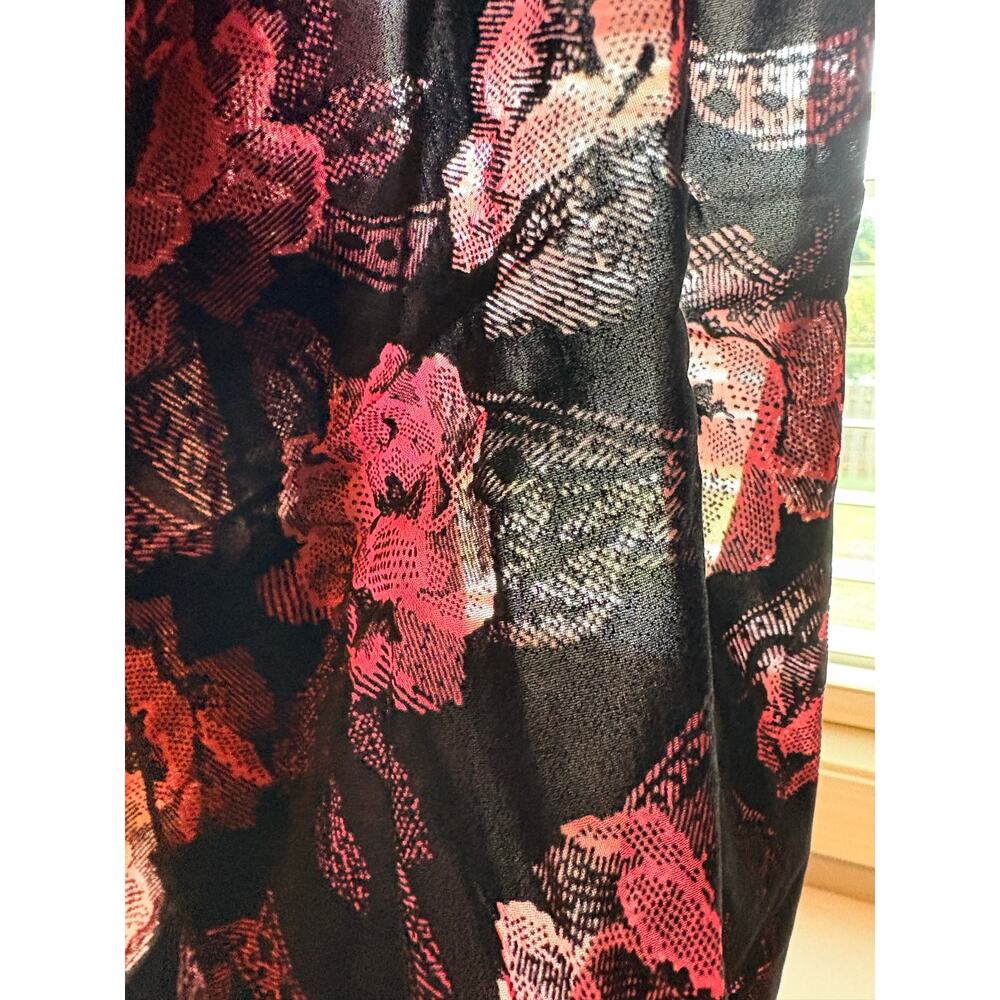 NWT Vintage 90s Velvet Burnout Scarf Prange Way Deadstock Pink Black Floral - Picture 2 of 4
